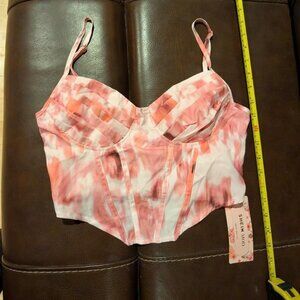 Cute & Sexy SHEIN MOD, VIBRANT, RETRO FUN, Pink and White Tie-Dye Crop Top. Sz M